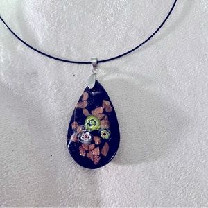 Millefiore style glass pendant necklace
